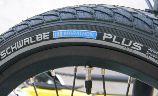  - The Schwalbe Marathon Plus tires are the most puncture resistant tires that we offer.