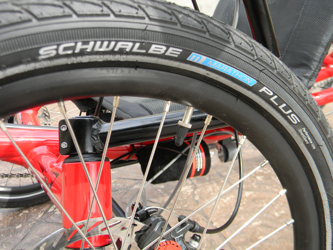  - Marathon Tires have a Kevlar lining for puncture resistance. High quality for lower maintanance.