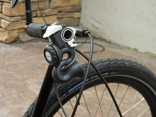 Airzound Air Horn - Because of the different handlebars on the two trikes, the configuration for the Air Horn is slightly different.  Both horns are placed so that they can be used without removing your hands from the handlebars for maximum safety.