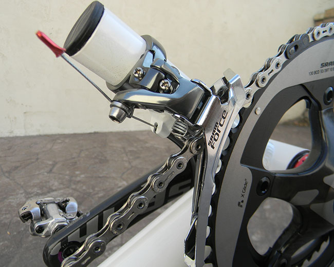  - The top of the derailleur post was cut off to eliminate some weight.