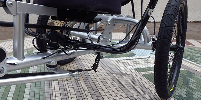  - The seat position can be easily adjusted by using the two clamps and sliding the seat along the rail.