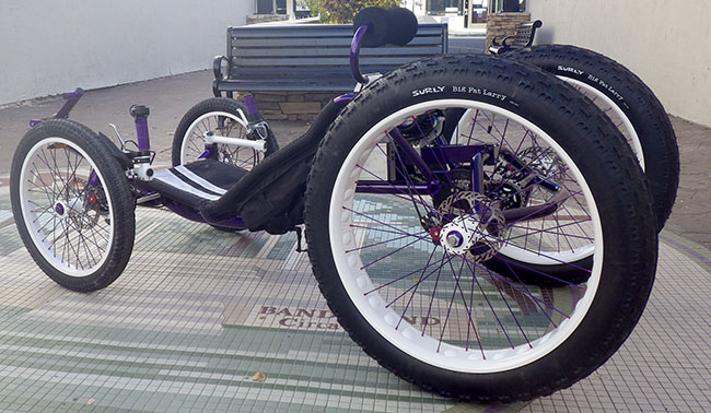  - Despite their large size, the Clown Shoe rims are fairly lightweight. You can see the cutouts between the spokes where the rim tape bulges through.