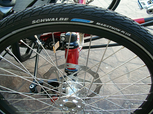 Tires - The tires were upgraded to the Schwalbe Marathon Plus for ultimate durability and puncture protection.