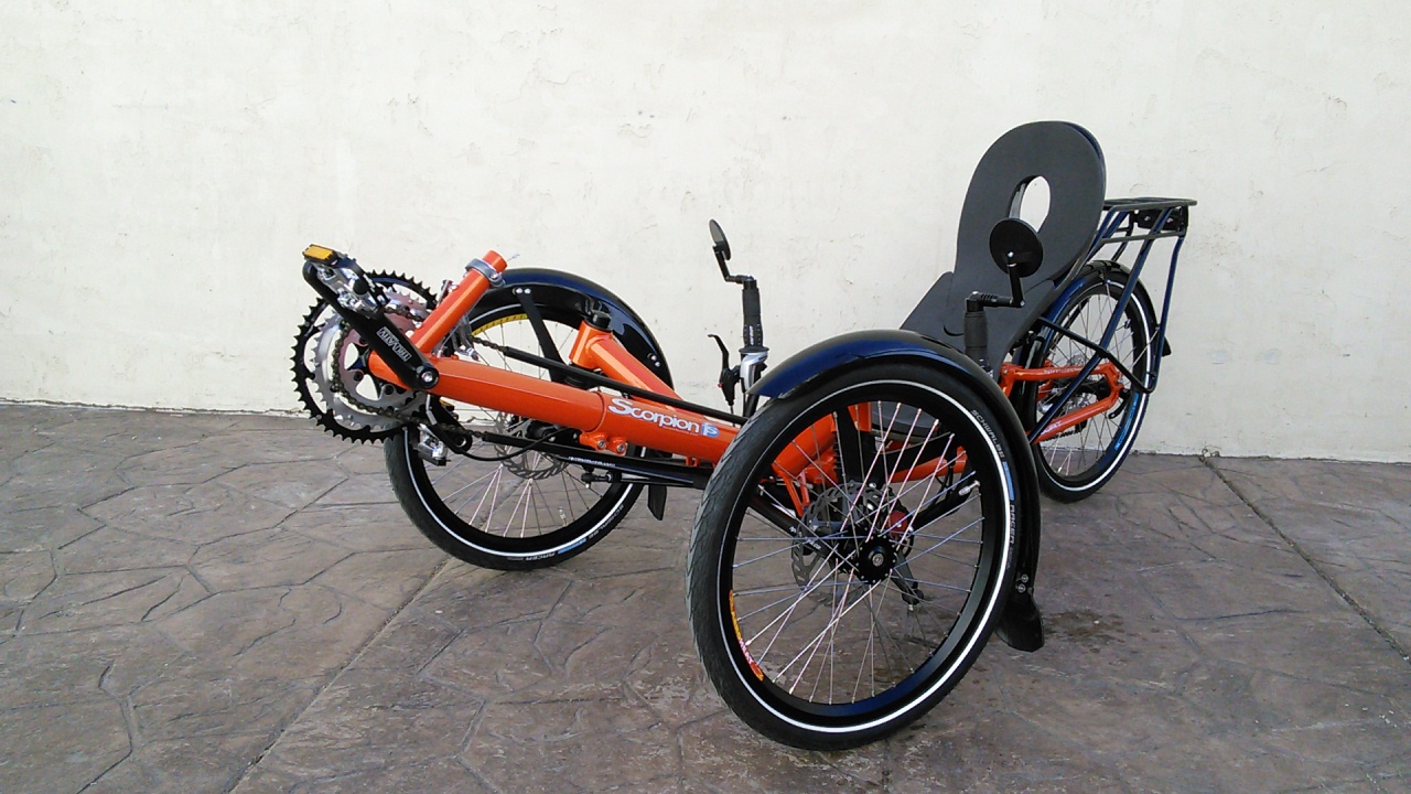 Pearl Orange HP Velo Scorpion FS20 Folding Trike