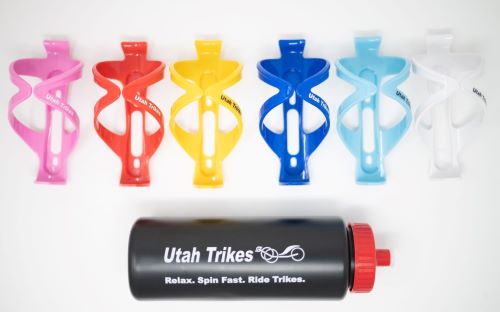 Utah Trikes Water Bottle and Blue Bottle Cage