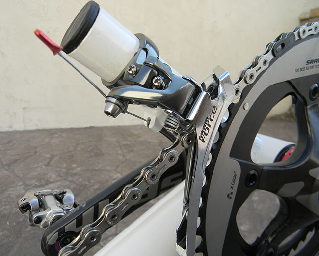  - The top of the derailleur post was cut off to eliminate some weight.