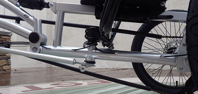  - The underseat steering pivot is very robust. It is supported with two ball bearings and features adjustable clamps to set the position.