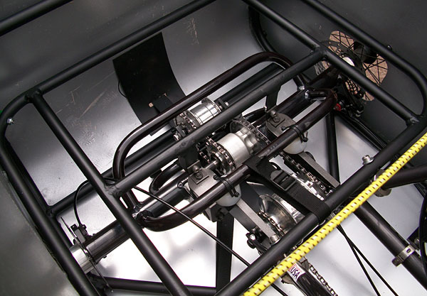 Cargo Rack - The Cargo Rack was the first piece of the main cage frame that we made. With the suspension of the Quad rear end we had to make all of the cage mounts isolated from the rear axle assembly. The cargo rack supplied us with the mounting supports for the rear of the cage and is where Jim can carry everything he needs on his trip.