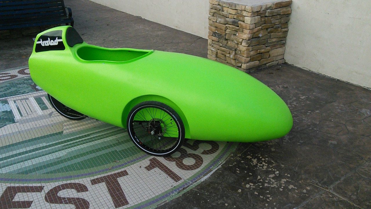 Bright Green Trisled Rotovelo Velomobile