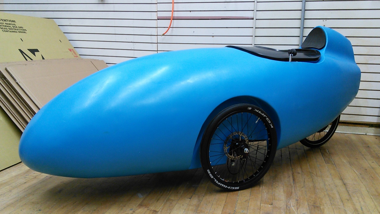 Bright Blue Trisled Rotovelo Velomobile