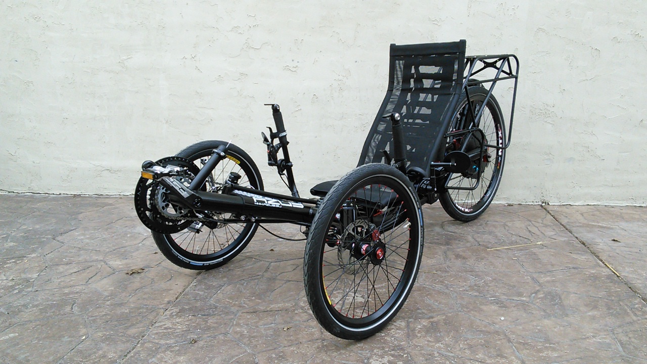 Satin Black Azub Tri Con Suspension Folding Trike 