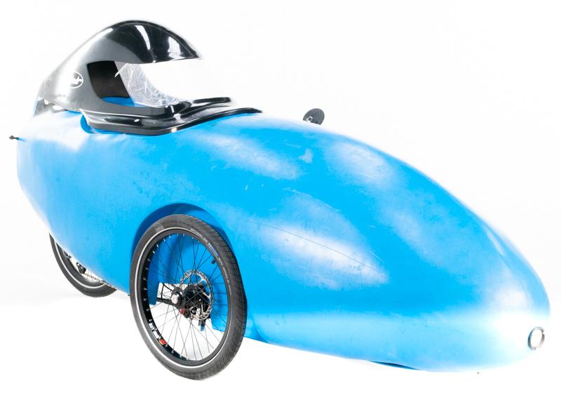 Rob's Bright Blue Trisled Rotovelo Velomobile