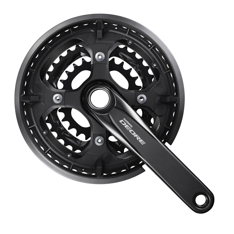 Shimano Deore FC-T6010 Trekking 10-Speed 170mm 48/36/26T Crankset with Chain Guard, Black