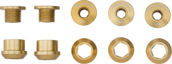 Wolf Tooth 1x6mm Chainring Bolt - Gold Set of 5 Dual Hex Fittings