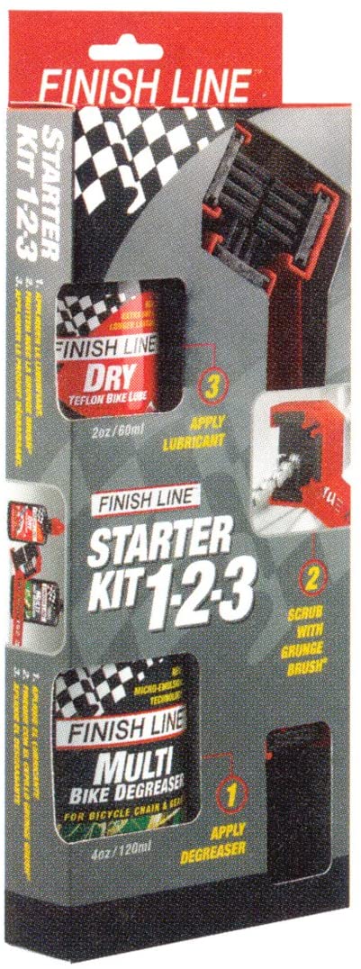 Finish Line Starter Kit 1-2-3 - Grunge Brush + 2oz Dry Lube + 4oz Multi-Degreaser