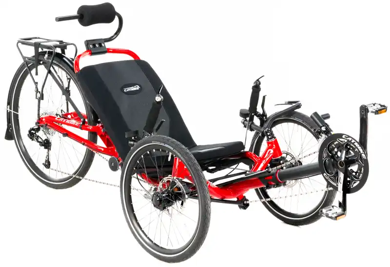 Lava Red Catrike Dumont with UTCustom Headrest and Aluminum Rack