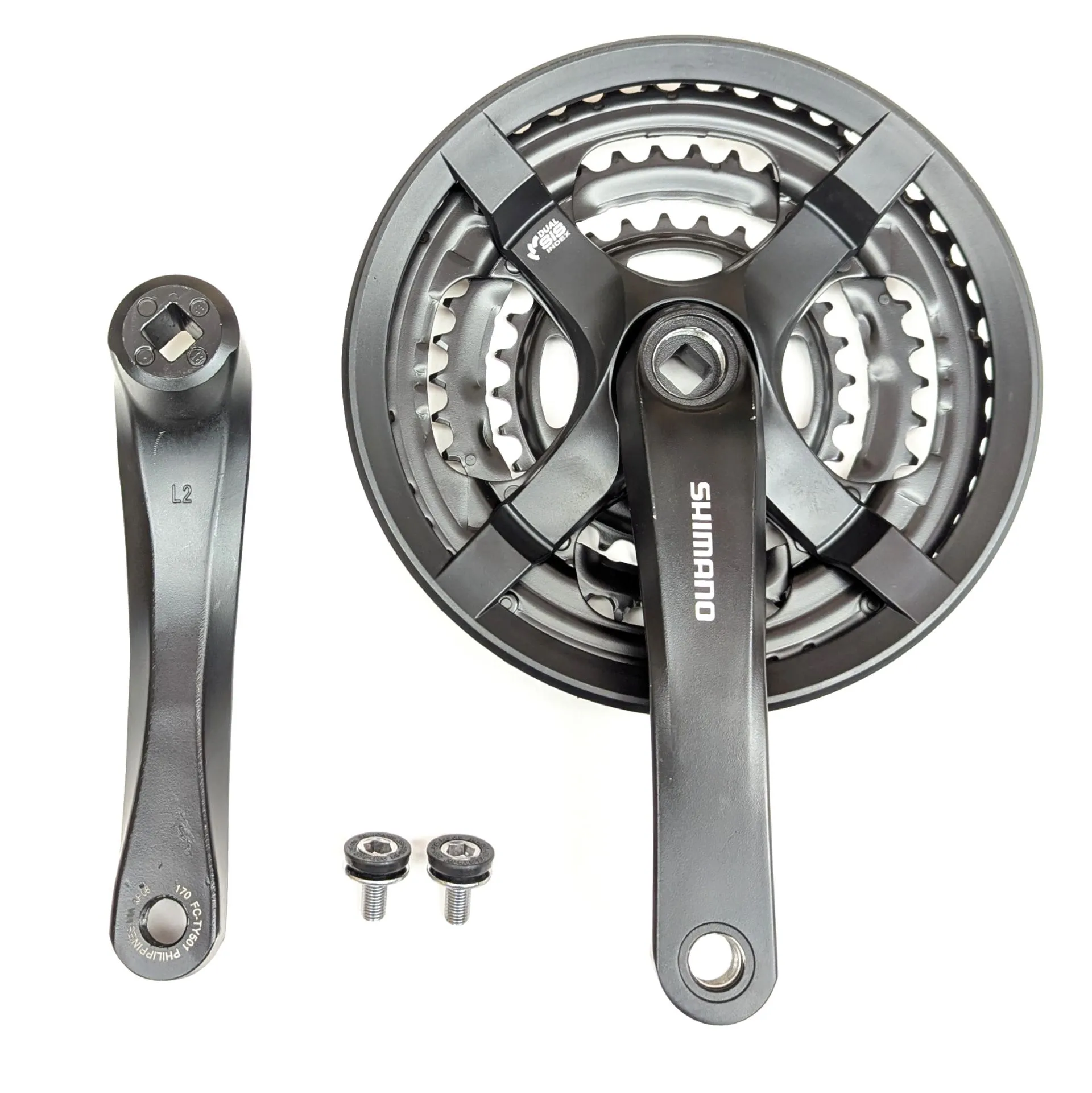 Shimano Tourney FC-TY501 170mm 48/38/28t Triple Crankset with Chain Guard - Black